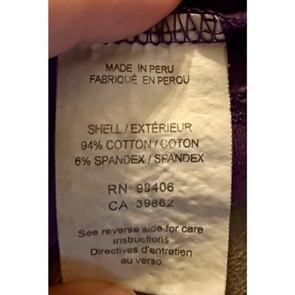 Theory Purple Long Sleeve Stretch Cotton Top Women’s Petite Small Made in Peru - Picture 3 of 4